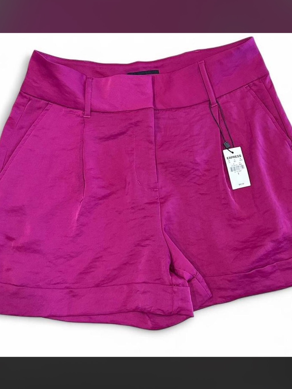 Express Super High Rise Shortie Pink Satin Shorts NWT Size 8